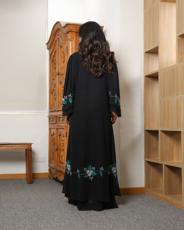 Double Layered Georgette Embroidery With Hand Work Abaya