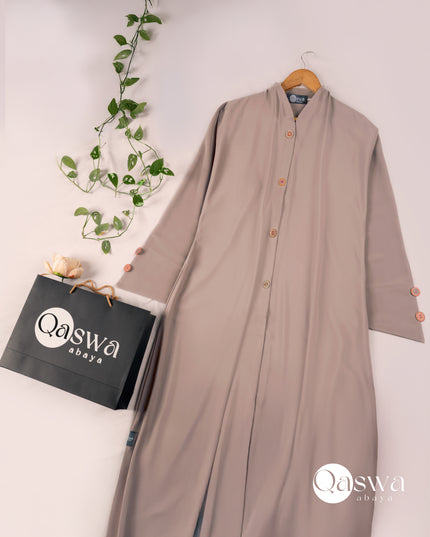 Chic With Wooden Multicolour Buttons Abaya