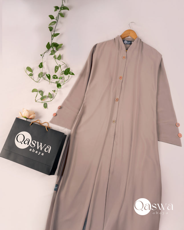 Chic With Wooden Multicolour Buttons Abaya