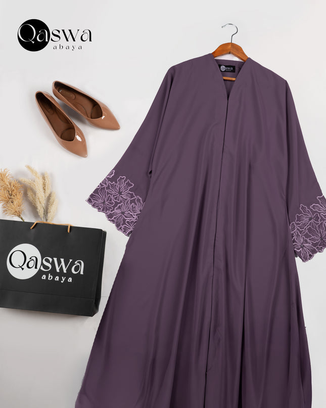 Blush Hem Embroidery With Handwork Abaya