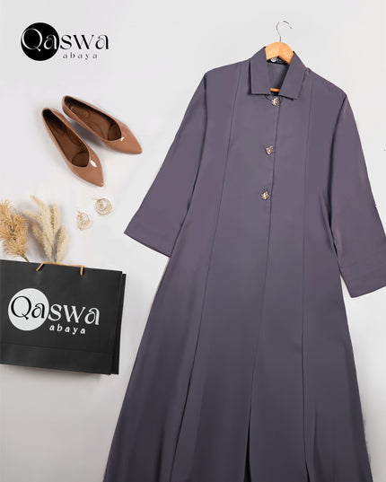 Luxurious Golden Button With Collared Abaya