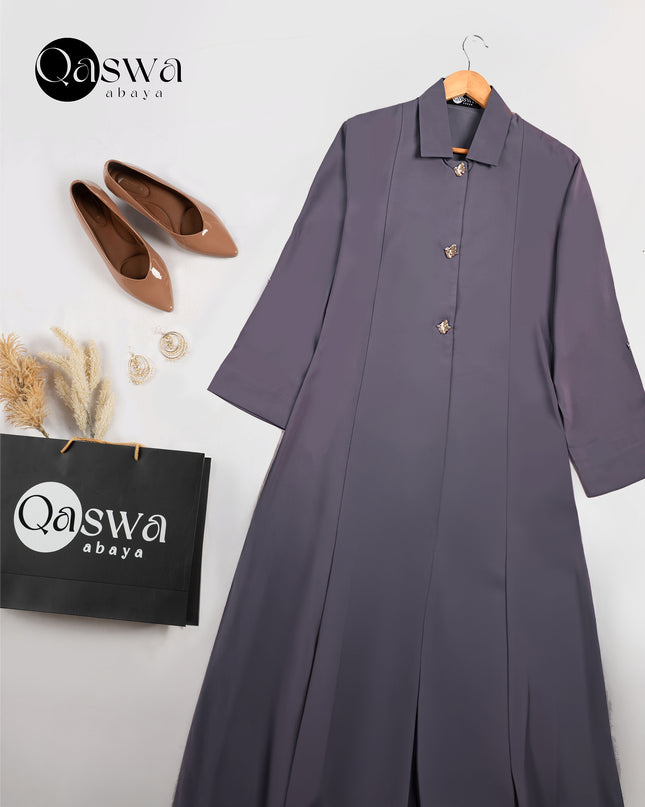 Luxurious Golden Button With Collared Abaya