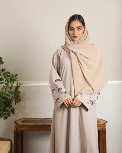 Threaded Elegance Embroidery With Handwork Abaya