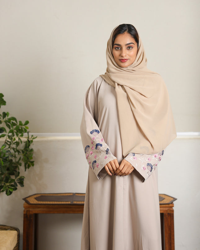 Threaded Elegance Embroidery With Handwork Abaya