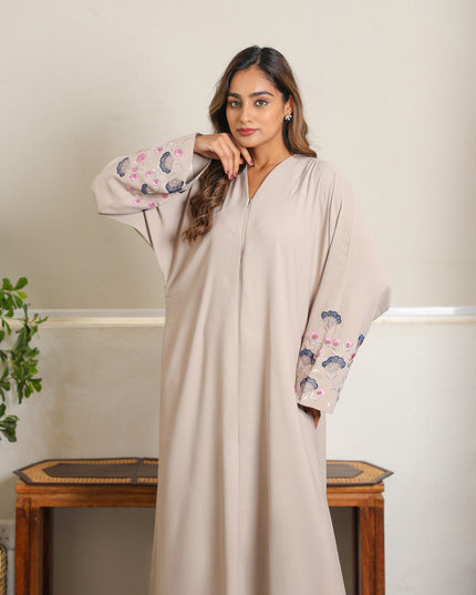 Threaded Elegance Embroidery With Handwork Abaya