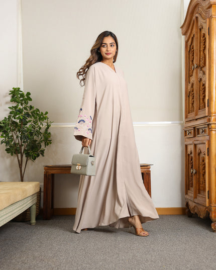 Threaded Elegance Embroidery With Handwork Abaya