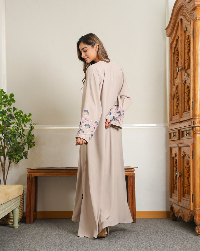 Threaded Elegance Embroidery With Handwork Abaya