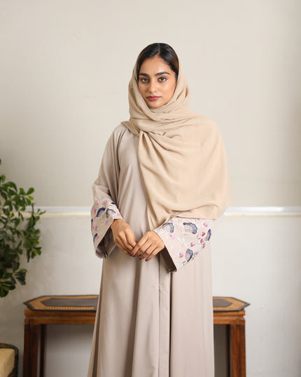 Threaded Elegance Embroidery With Handwork Abaya