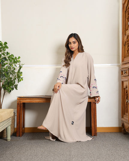 Threaded Elegance Embroidery With Handwork Abaya