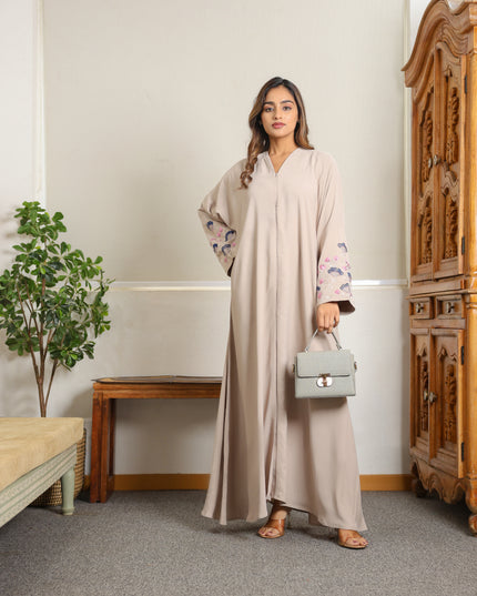 Threaded Elegance Embroidery With Handwork Abaya