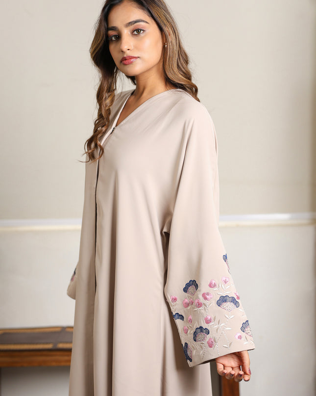Threaded Elegance Embroidery With Handwork Abaya