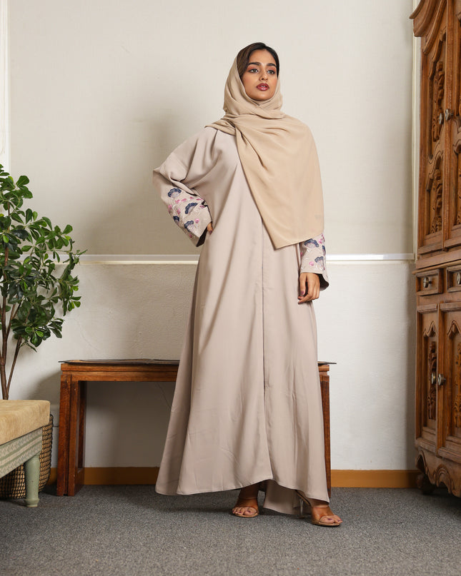 Threaded Elegance Embroidery With Handwork Abaya