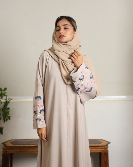 Threaded Elegance Embroidery With Handwork Abaya