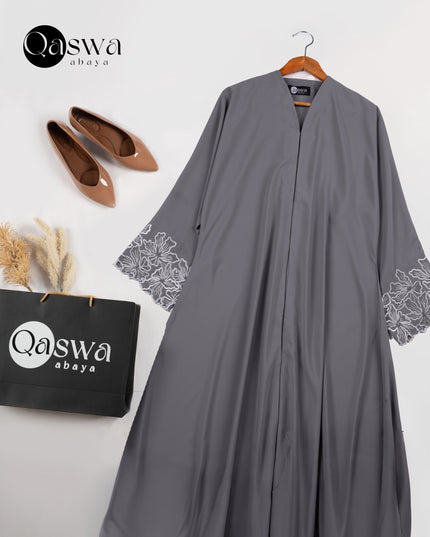 Blush Hem Embroidery With Handwork Abaya
