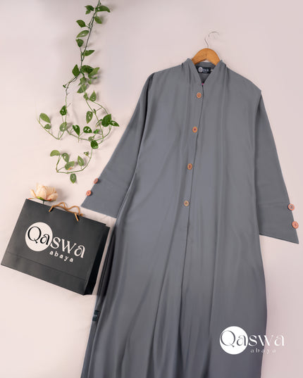 Chic With Wooden Multicolour Buttons Abaya
