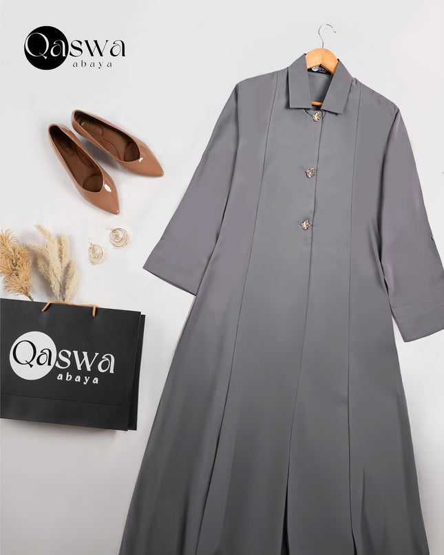 Luxurious Golden Button With Collared Abaya