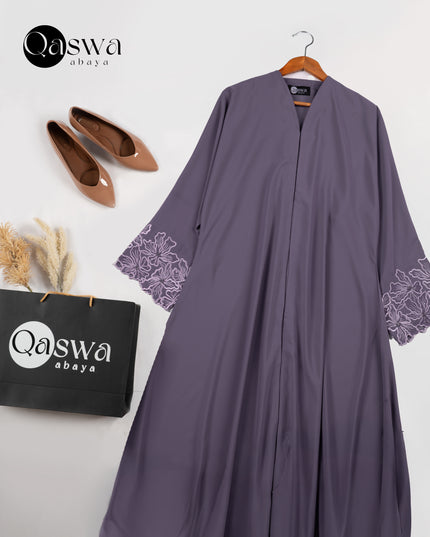 Blush Hem Embroidery With Handwork Abaya