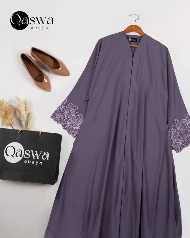 Blush Hem Embroidery With Handwork Abaya