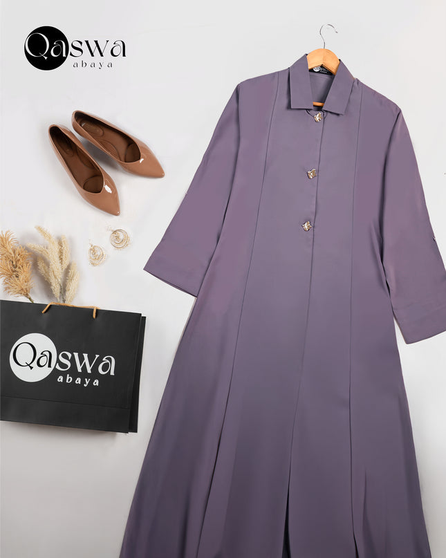 Luxurious Golden Button With Collared Abaya