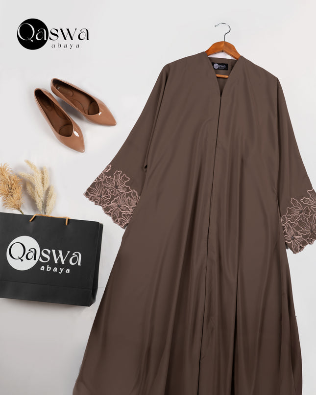 Blush Hem Embroidery With Handwork Abaya