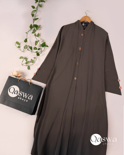 Chic With Wooden Multicolour Buttons Abaya