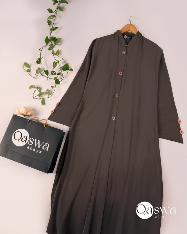 Chic With Wooden Multicolour Buttons Abaya
