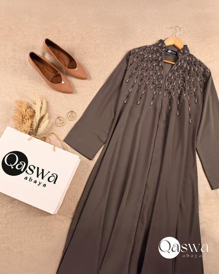 Mandarin Collar With Handwork Abaya