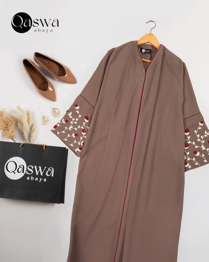 Pink-Trimmed Handwork Kaftan Abaya