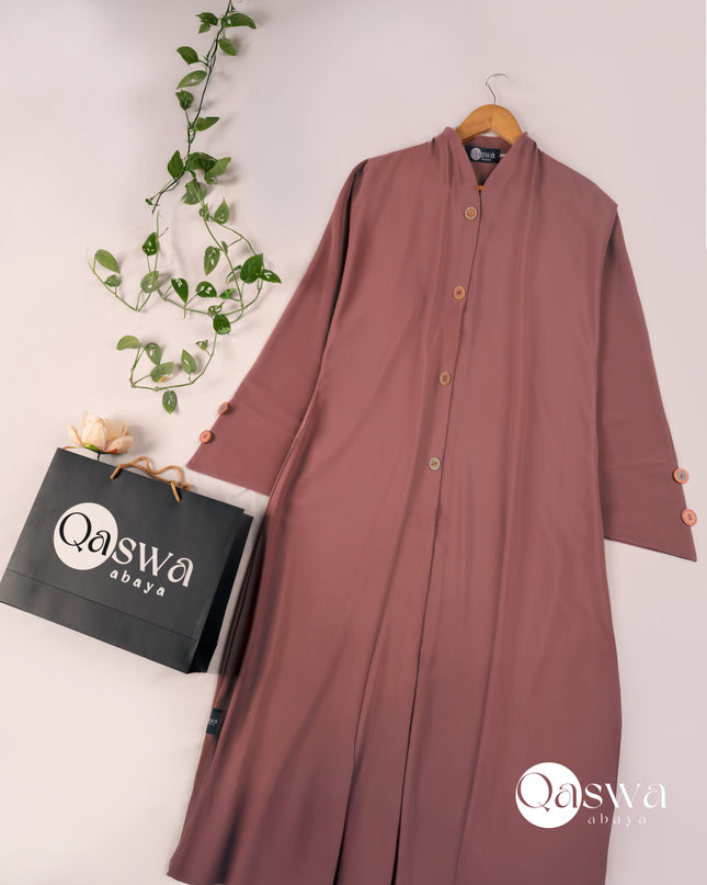 Chic With Wooden Multicolour Buttons Abaya