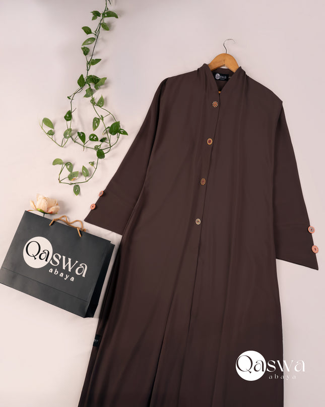 Chic With Wooden Multicolour Buttons Abaya