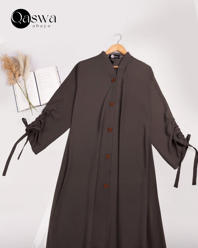 Tied Grace Wooden Buttoned Abaya