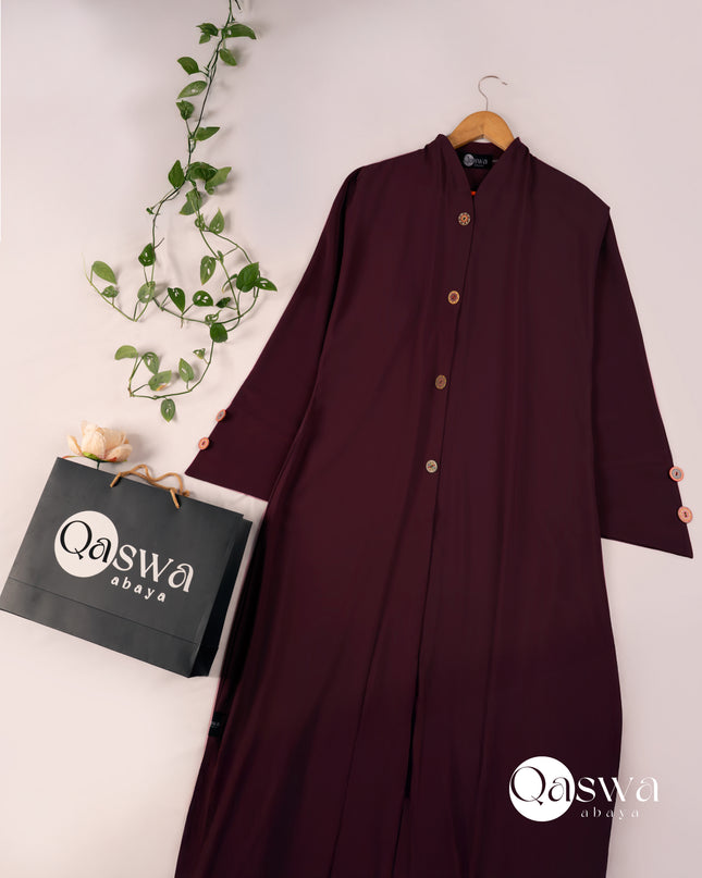 Chic With Wooden Multicolour Buttons Abaya