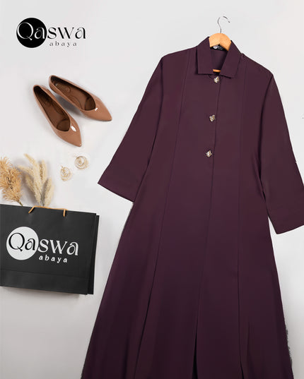 Luxurious Golden Button With Collared Abaya