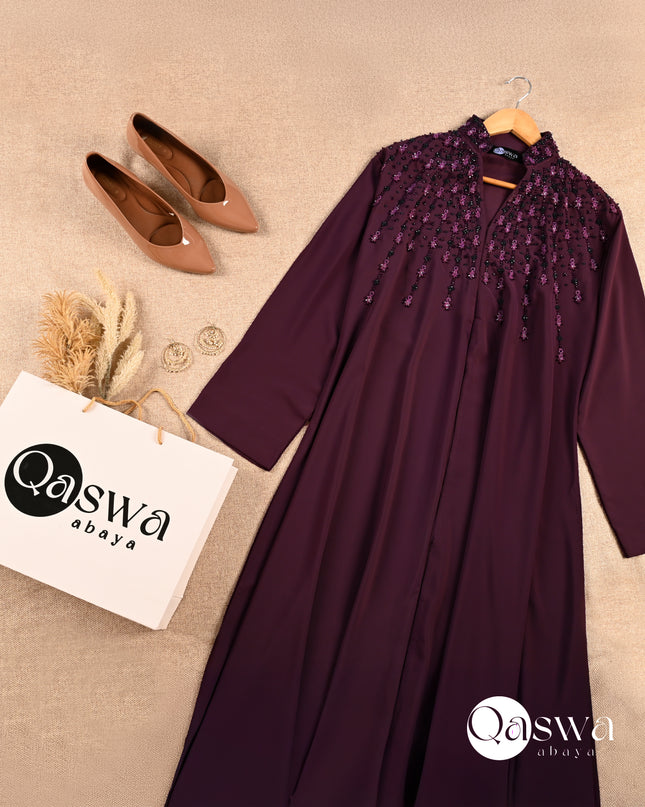 Mandarin Collar With Handwork Abaya