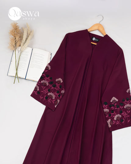 Threaded Elegance Embroidery With Handwork Abaya